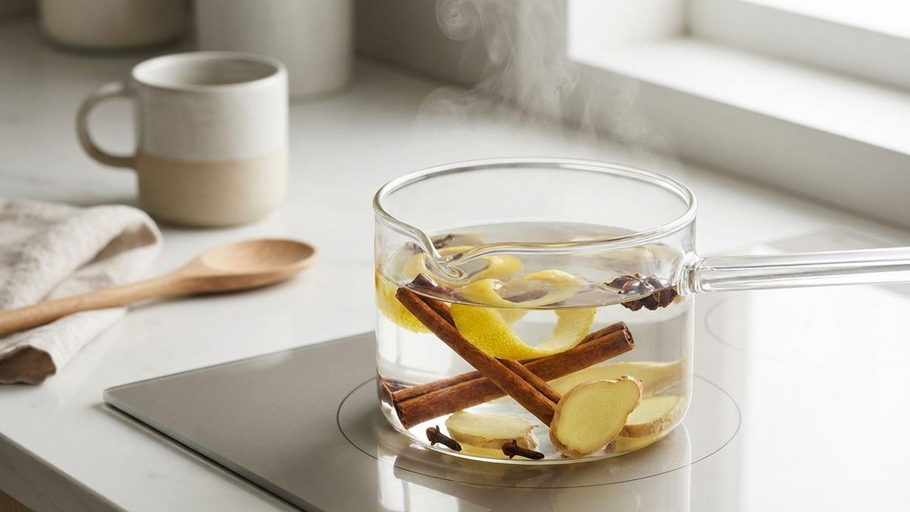 calentar canela con cáscara de limón