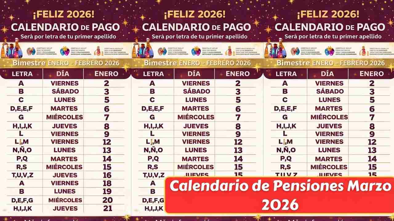 fechas oficiales del calendario de pensiones